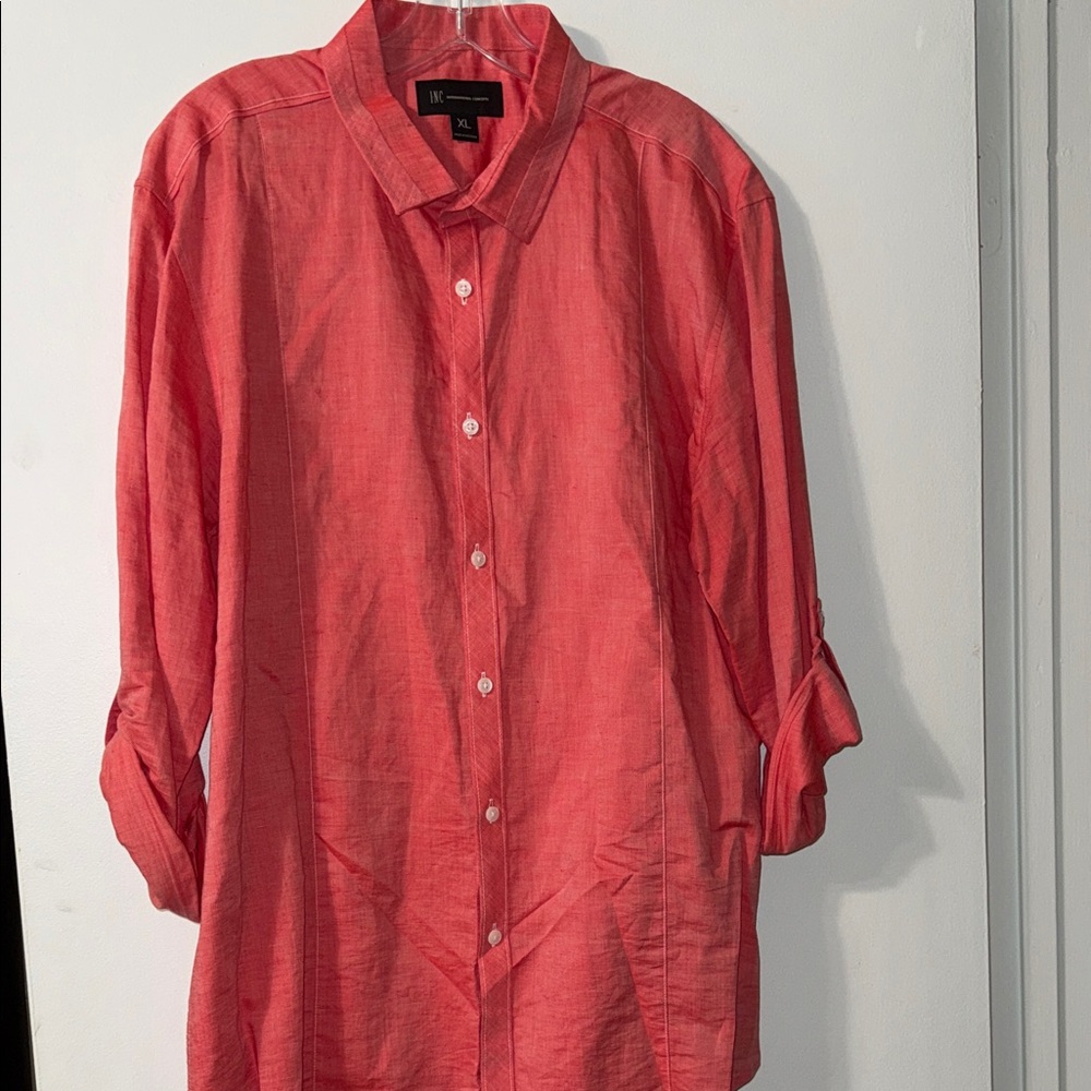 Men’s XL  INC Coral/Salmon colored Button Down Shirt